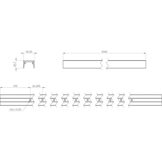 Martin Pro VC-Dot 4 Aluminium Mounting Profile Black 2m